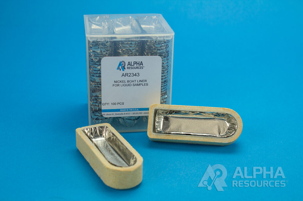 Níquel Barquinha Liner, para Liquid Samples (L: 50mm, W: 17mm) – 100