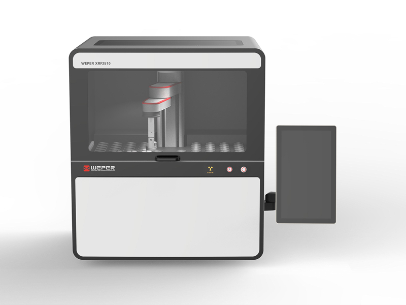 Espectrômetro EDXRF modular com design de tela touch screen. Modos ar, hélio e vácuo. Análise de Na a U em pó, líquido e sólido. Dimensões: 760×680×880 mm.