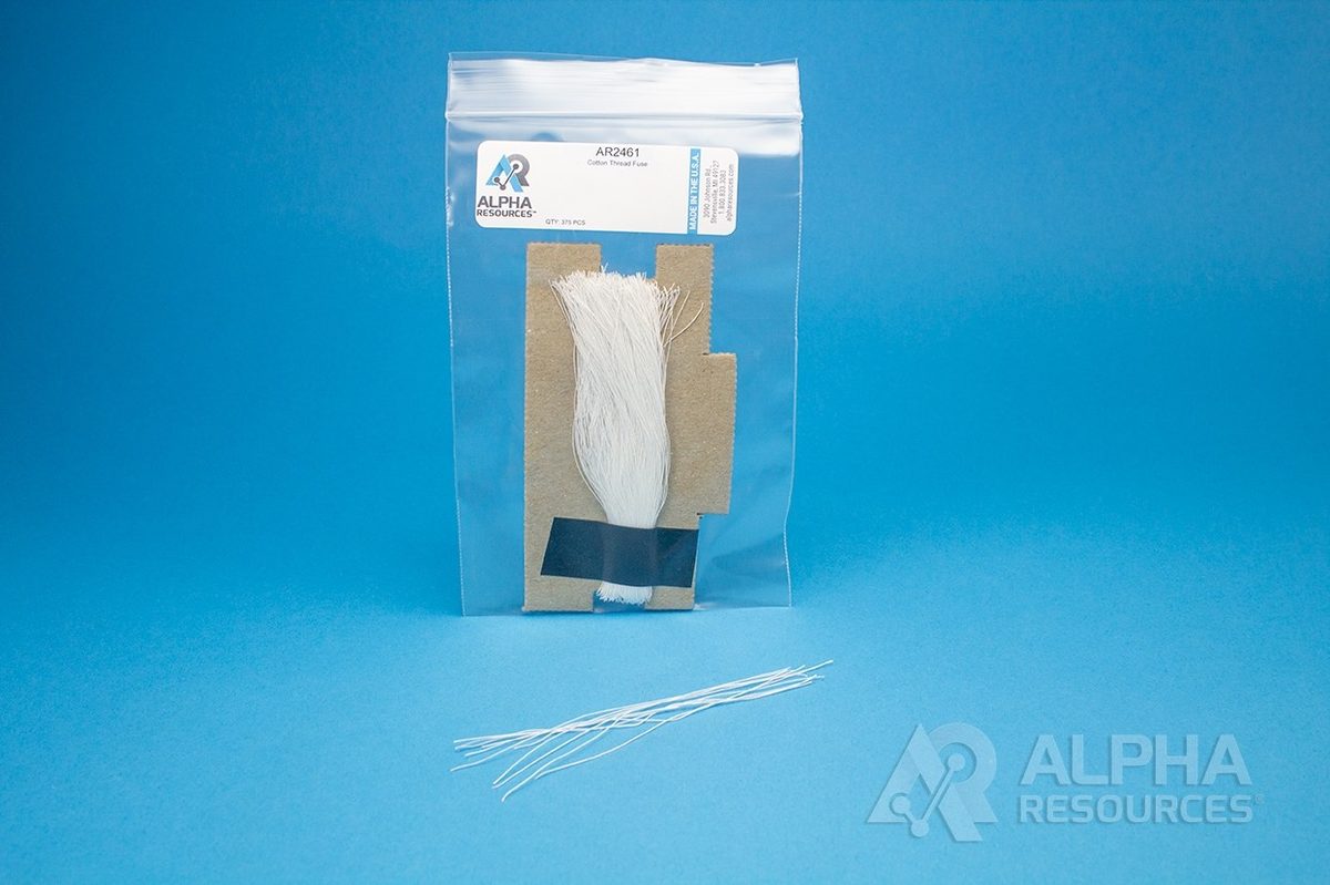 Fio de algodão para ignição, 10 cm AR2461 Alpha Resources (LECO® 502-461 PARR 845D)