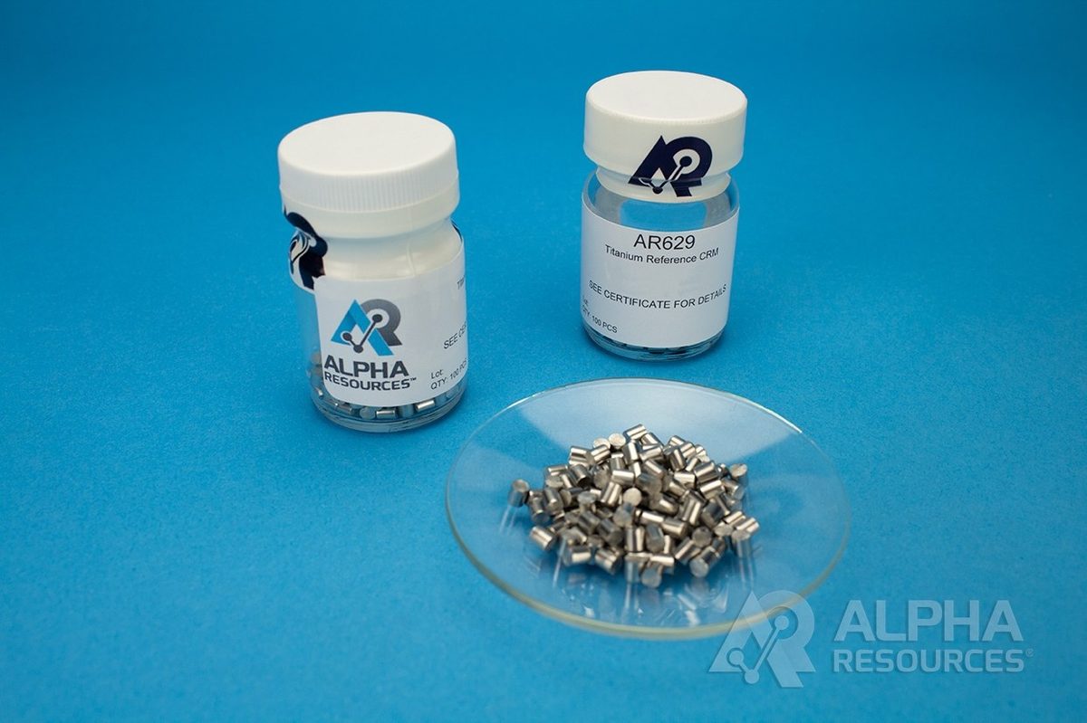MRC H, O e N em titânio (H 0,0003%, O 0,156%, N 0,0096%) AR629 Alpha Resources
