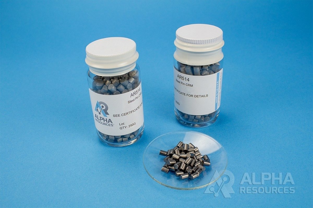 MRC C e S em aço (C 0,0864%, S 0,341%), pino 0,5 g AR514 Alpha Resources