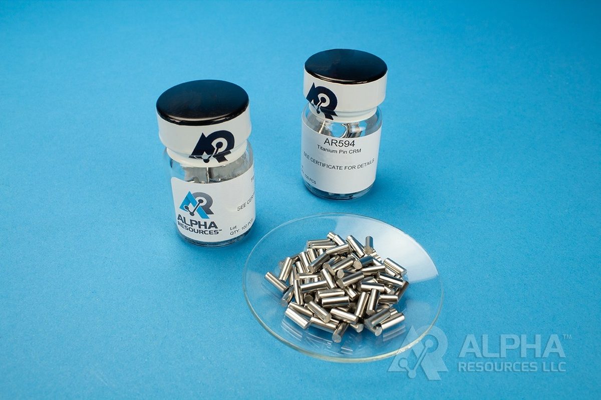 MRC H e C em titânio (H 0,0003%), pino 0,25 g AR594 Alpha Resources