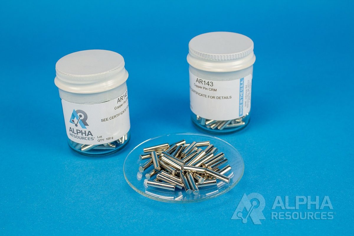 MRC oxigênio em cobre (O 0,00120%), pino 1 g AR143 Alpha Resources