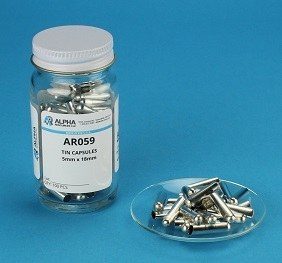 Cápsula de estanho, parede lisa (18 × 5 mm) AR059 Alpha Resources